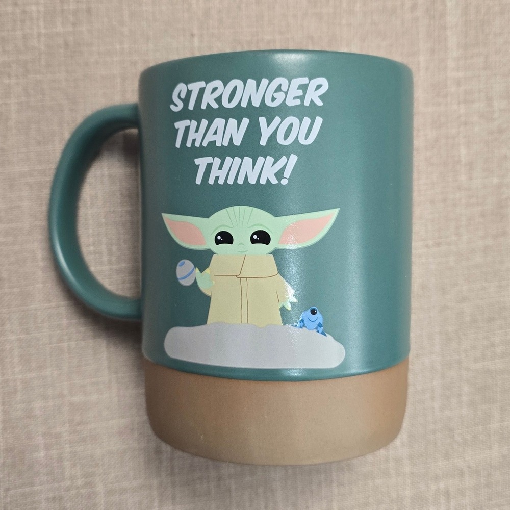 Disney Star Wars Grogu Baby Yoda Stoneware Mug 18oz Just Keep Sippin Teal Tan - Picture 2 of 5